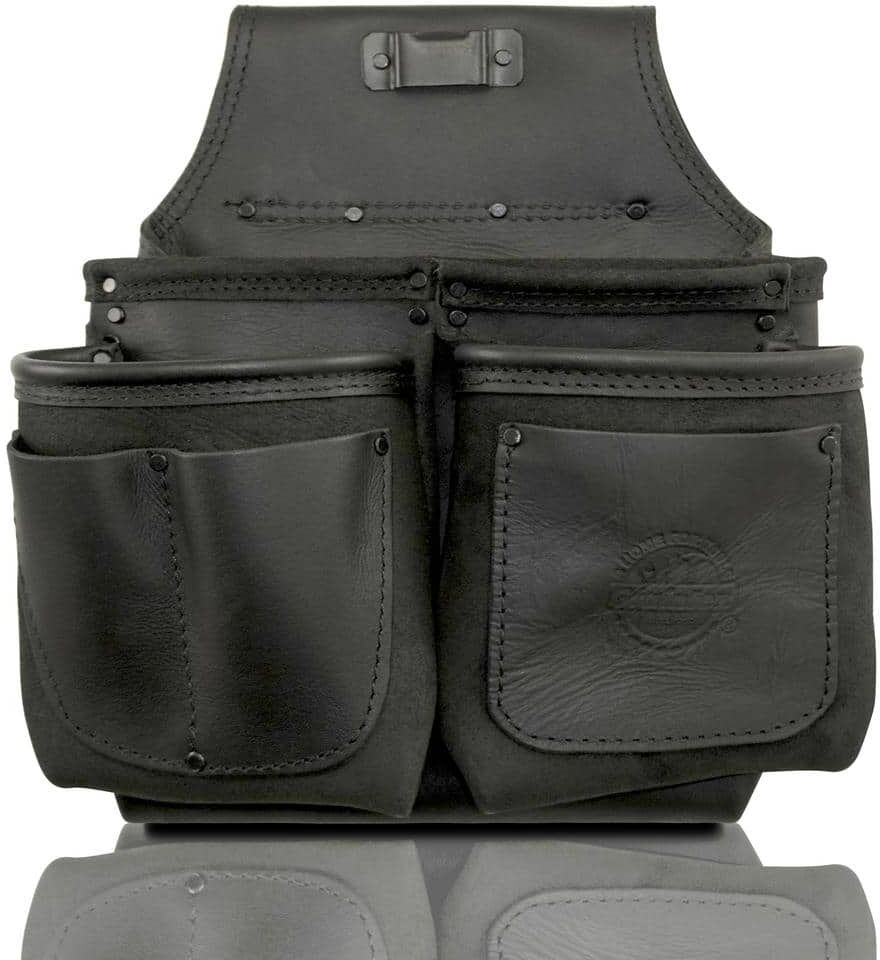 Graintex 6-Pocket Ambassador Series Black Top Grain Leather Nail and Tool Pouch