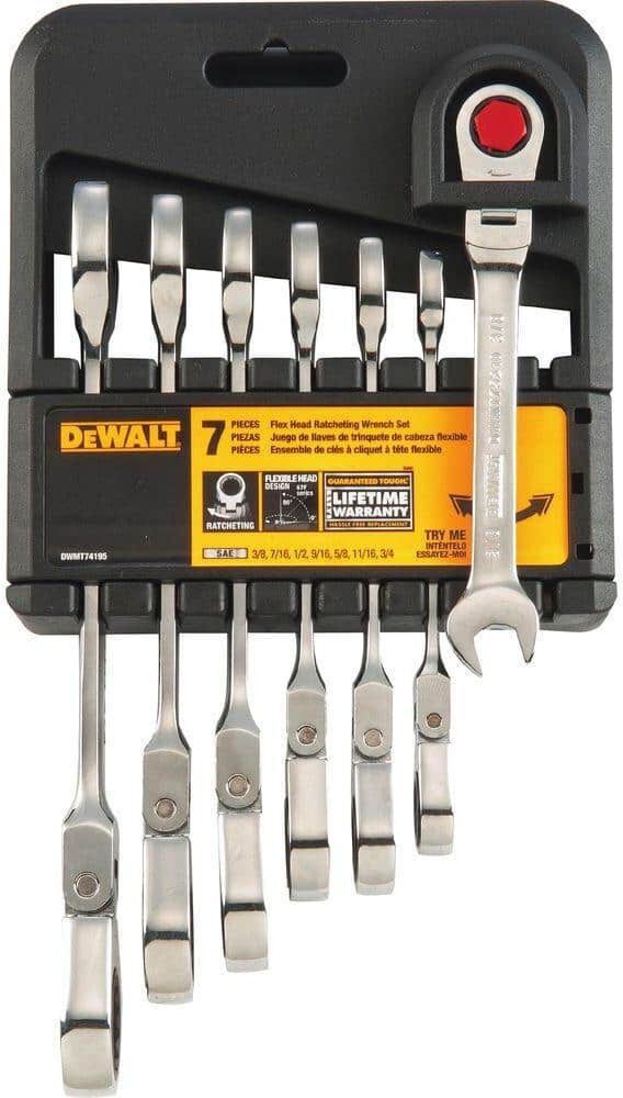 DeWalt SAE Ratcheting Flex Head Combination Wrench Set (7-Piece)