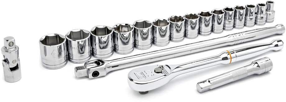 GEARWRENCH 1/2 in. Drive 6-Point Standard SAE Ratchet and Socket Tool Set (19-Piece)