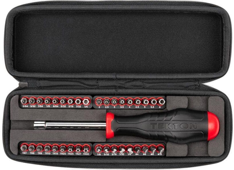 TEKTON 1/4 in. Combination Security Bit Screwdriver and Bit Set with Case, 37-Piece