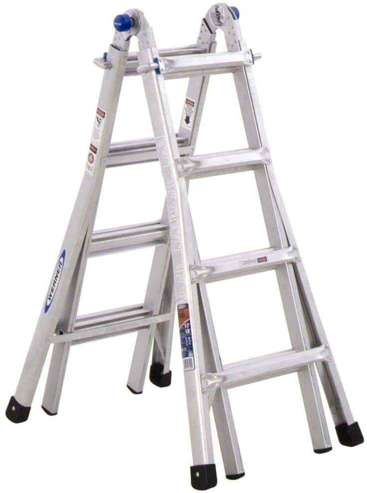 Werner 18 ft. Reach Aluminum Telescoping Multi-Position Ladder with 300 lbs. Load Capacity Type IA Duty Rating