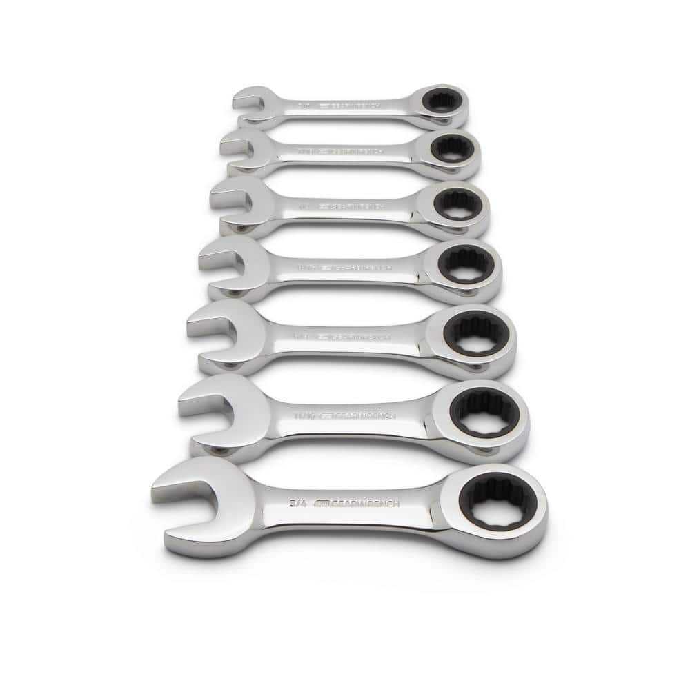 GEARWRENCH SAE 72-Tooth Stubby Combination Ratcheting Wrench Tool Set (7-Piece)