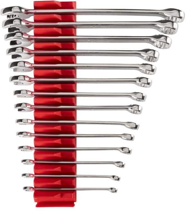 TEKTON 6 mm to 19 mm Combination Wrench Set with Modular Slotted Organizer (14-Piece)