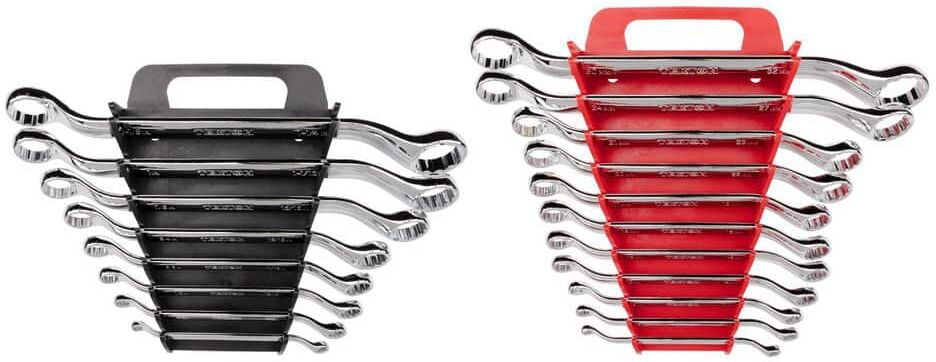 TEKTON 45-Degree Offset Box End Wrench Set, 19-Piece (1/4-1-1/4 in., 6-32 mm) - Holder