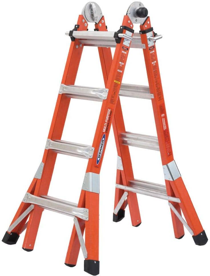 Werner 18 ft. Reach Height Multi-Purpose Fiberglass PRO Ladder with 300 lbs. Load Capacity Type IA