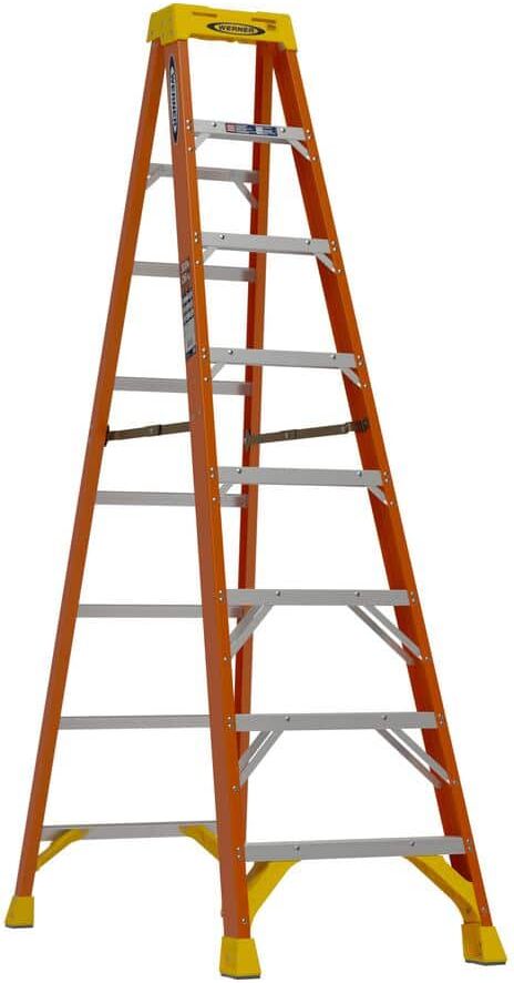 Werner 8 ft. Fiberglass Step Ladder (12 ft. Reach Height) with 300 lb. Load Capacity Type IA Duty Rating