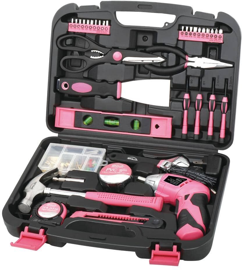 Apollo 135-Piece Home Tool Kit in Pink