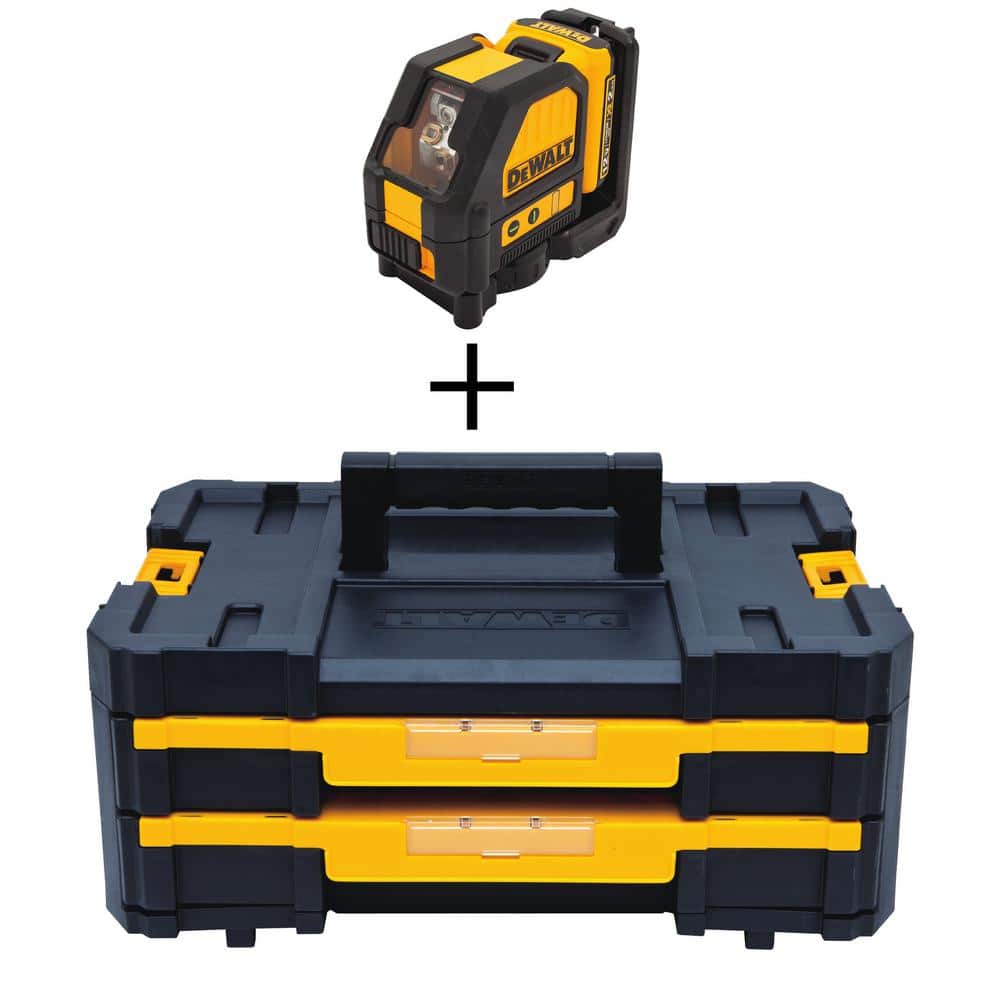 DeWalt 12V MAX Lithium-Ion 165 ft. Green Self-Leveling Cross-Line Laser Level Kit and Small Parts & Tool Storage Organizer