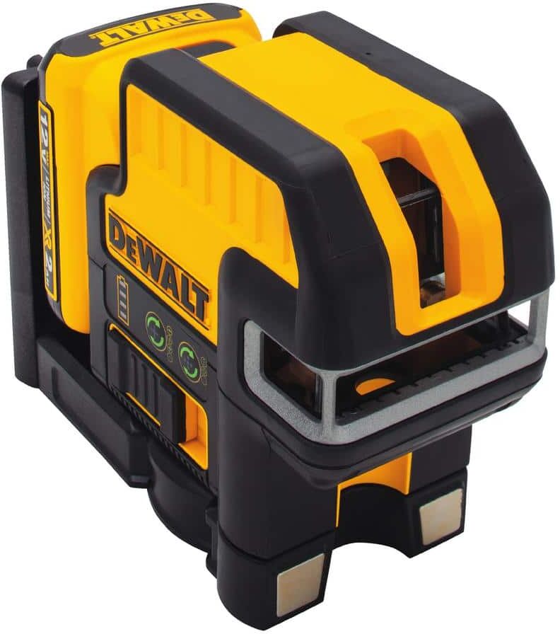 DeWalt 12V MAX Lithium-Ion 100 ft. Green Self-Leveling 5-Spot and Cross Line Laser Level, 2.0Ah Battery, and TSTAK Case