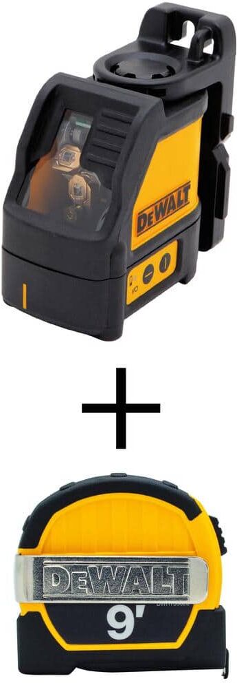 DeWalt 165 ft. Red Self-Leveling Cross-Line Laser Level Kit and 9 ft. x 1/2 in. Pocket Tape Measure with Magnetic Back