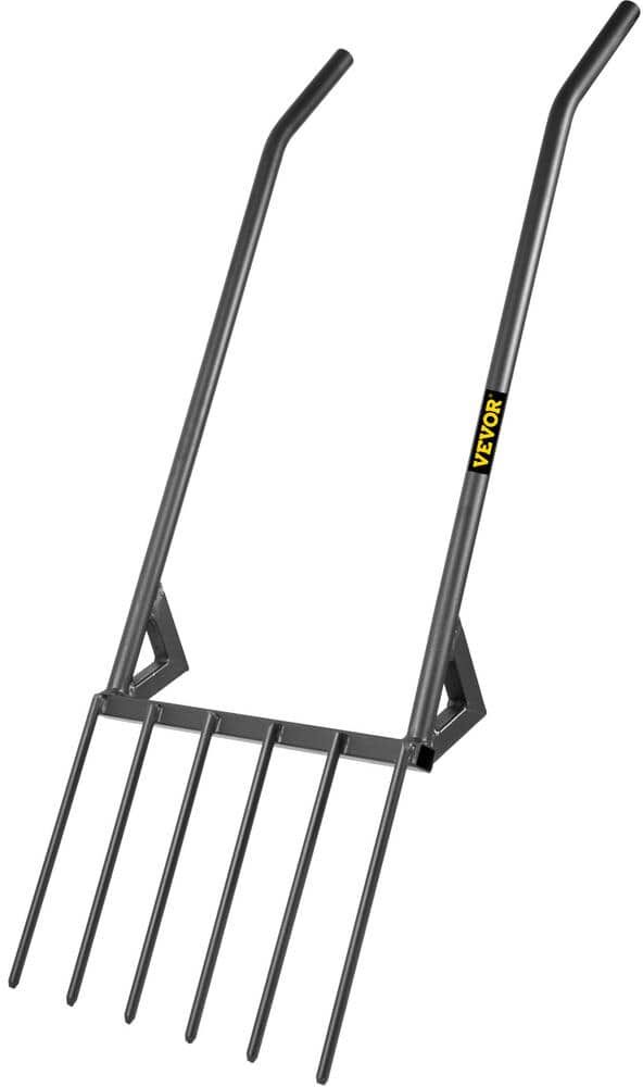 VEVOR Broad Tool 6-Tines Hand Tiller 32.5 in. Handle for U-Shape in Garden Forks