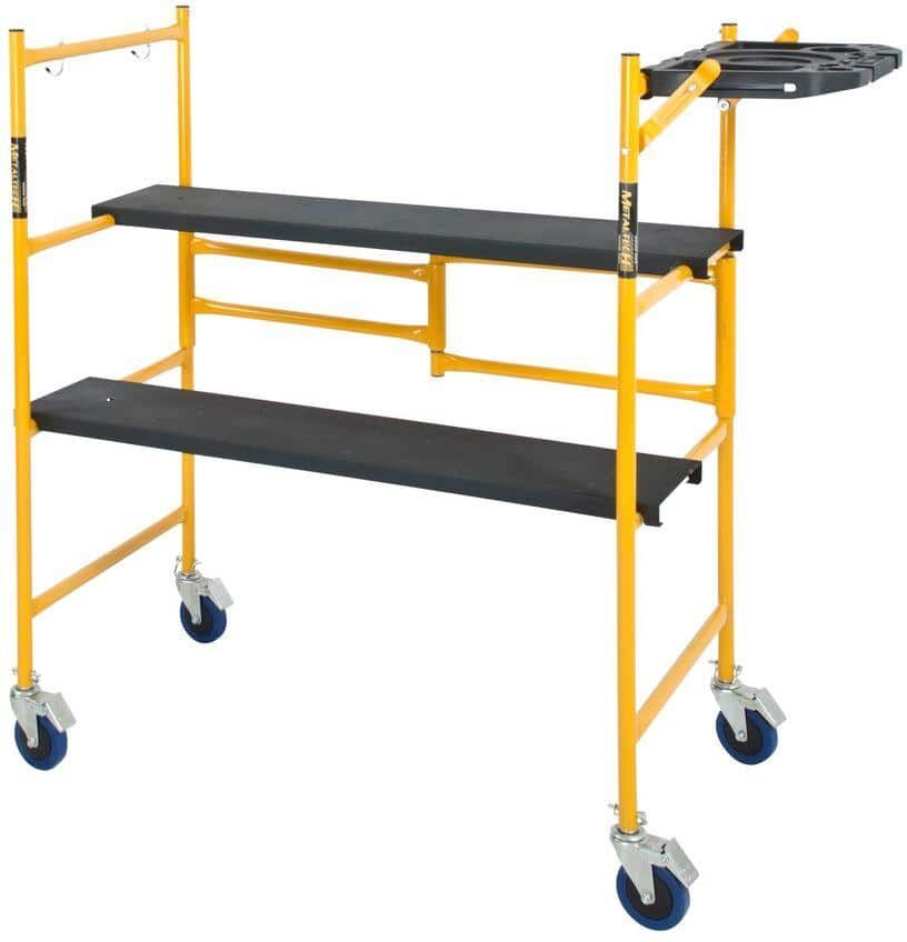 MetalTech Jobsite Series Baker 4.1 ft. L x 3.8 ft. H x 1.8 ft. D Mini Scaffold Platform with Wheels, Tool Shelf, 500 lbs. Capacity