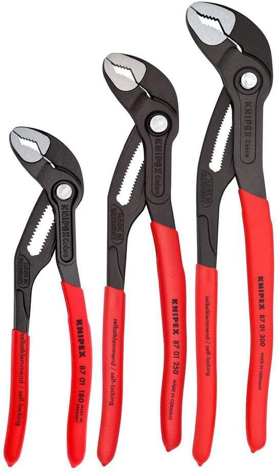 KNIPEX 7, 10, and 12 in. Cobra Water Pump Pliers Set (3-Piece)