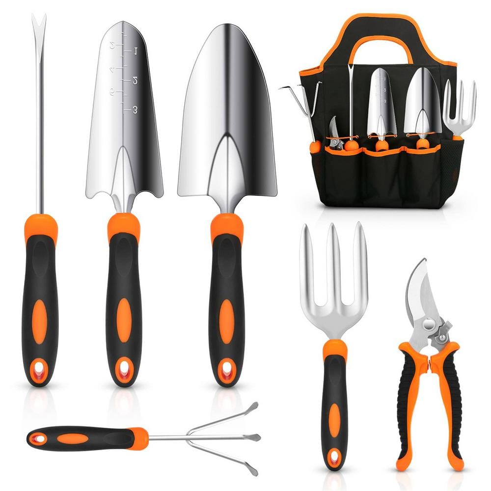 Dyiom 7-Piece Garden Tool Set Gardening Hand Tools Kit in Orange