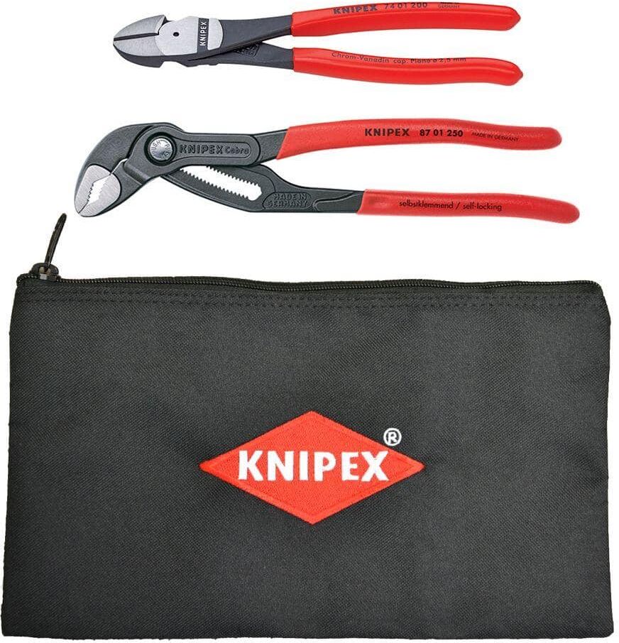 KNIPEX Cobra 10 in. Box Joint Pliers/8 in. Diagonal Cutting Pliers Set with Bonus Bag (3-Piece)