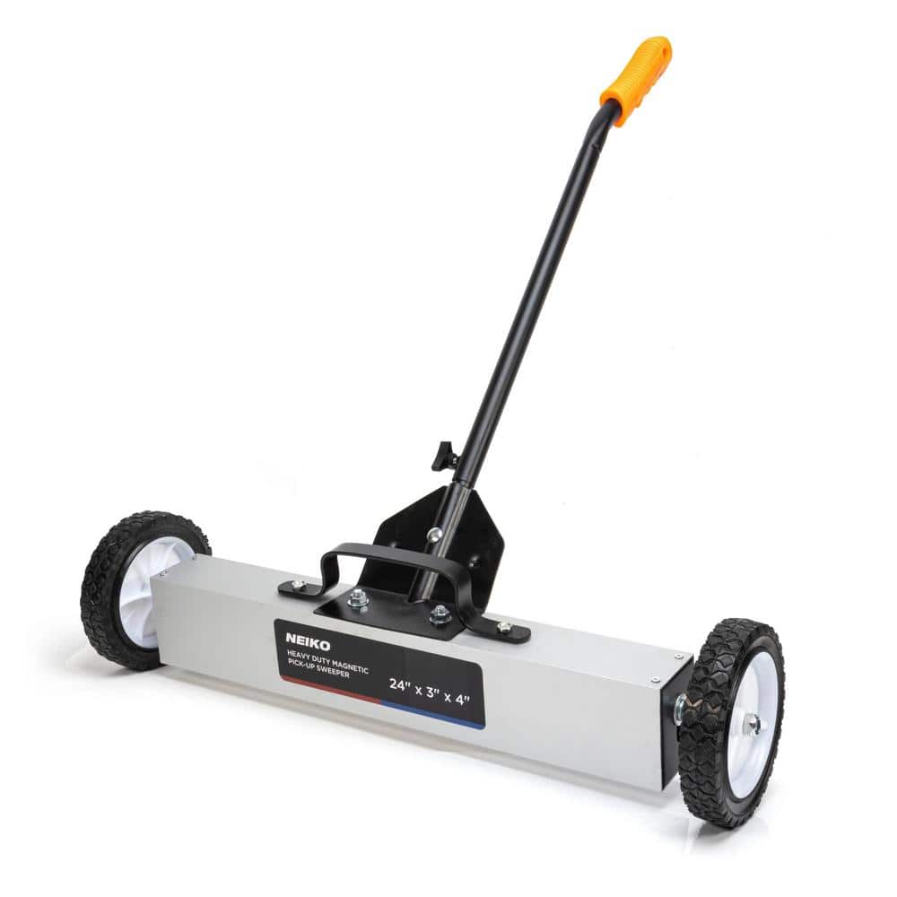 NEIKO 24 in. Rolling Magnetic Sweeper with Wheels, 50 lbs. Capacity, Adjustable Handle and Floor Magnet Pick-up Tool