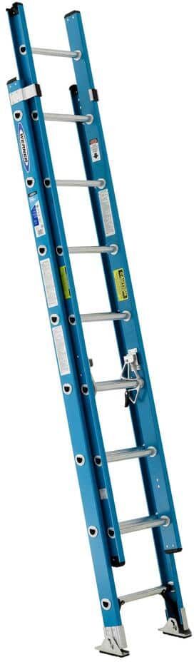 Werner 16 ft. Fiberglass Extension Ladder (15 ft. Reach Height) with 250 lb. Load Capacity Type I Duty Rating