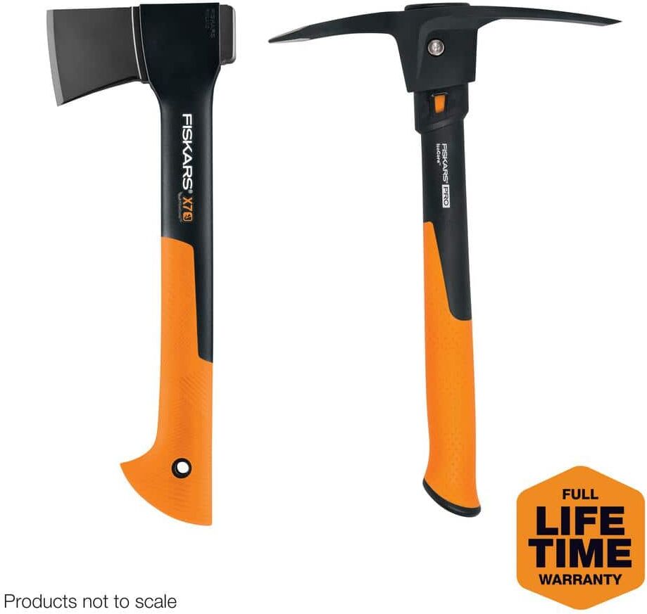 Fiskars 1.5 Ibs. 14 in. Hatchet and Pick Axe with 14 in. Handle (2-Piece)