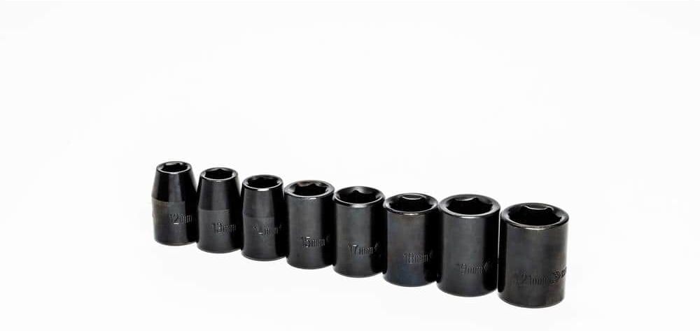 Crescent 1/2 in. Drive 6 Point Standard Impact Metric Socket Set (8-Piece)