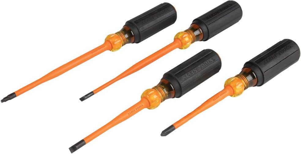 Klein Tools Screwdriver Set, Slim-Tip Insulated Phillips, Cabinet, Square, 4-Piece