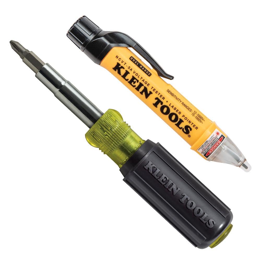 Klein Tools 2-Piece Non-Contact Voltage Tester with Laser Pointer and Multi-Bit Screwdriver Tool Set