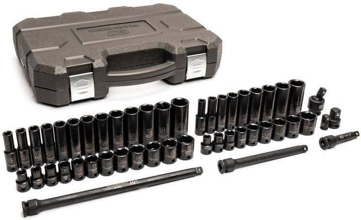 GEARWRENCH 3/8 in. Drive 6 Point SAE and Metric Standard and Deep Impact Socket Set with Case (49-Piece)