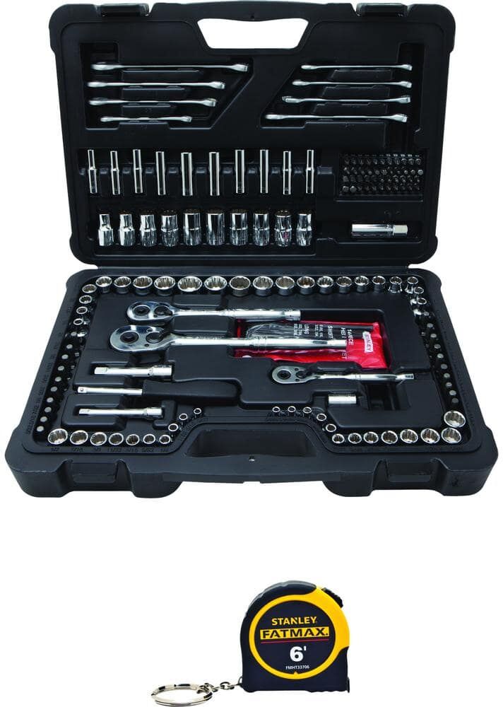 Stanley Mechanics Tool Set (173-Piece) and FATMAX 6 ft. x 1/2 in. Keychain Pocket Tape Measure