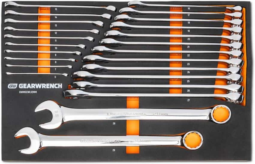 GEARWRENCH 12-Point Long Pattern Combination Metric Wrench Set with EVA Foam Storage Tray (24-Piece)