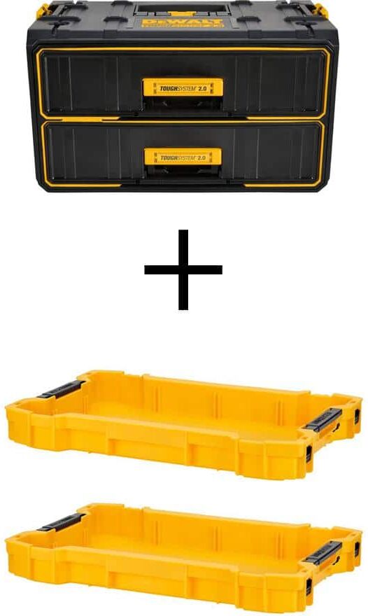 DeWalt 21.8 in. TOUGH SYSTEM 2.0 Tool Box and 2 TOUGH SYSTEM 2.0 Shallow Tool Trays