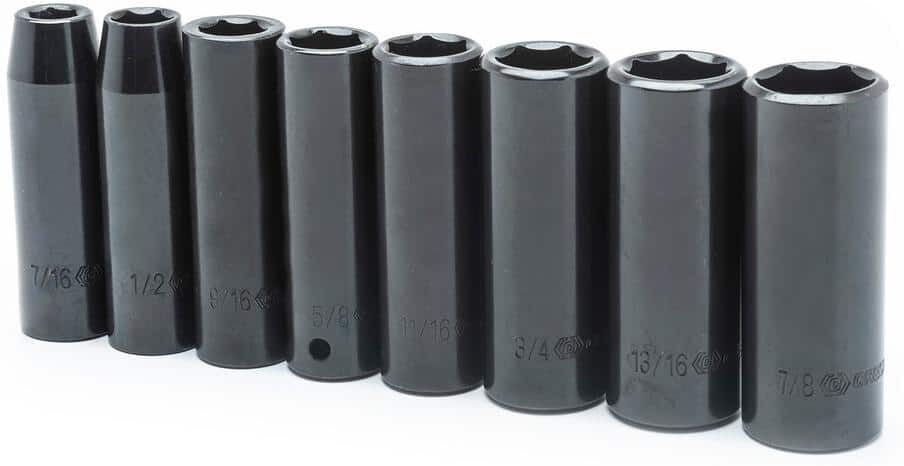 Crescent 1/2 in. Drive 6 Point SAE Deep Impact Socket Set (8-Piece)