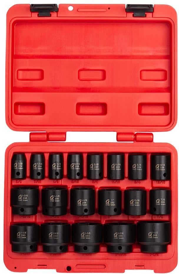 SUNEX TOOLS 1/2 in. Drive SAE Impact Socket Set (19-Piece)