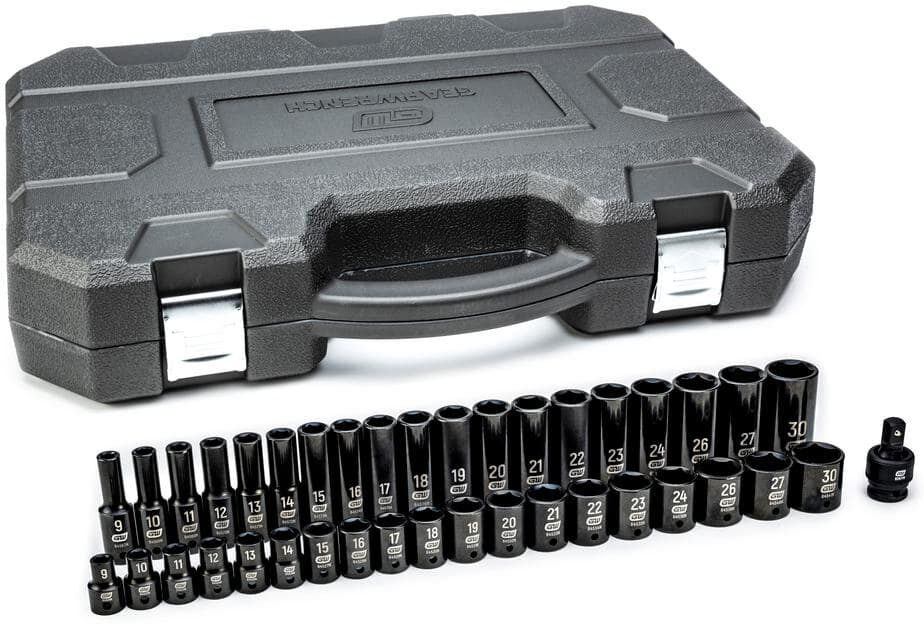 GEARWRENCH 1/2 in. Drive 6-Point Metric Standard & Deep Impact Socket Set (39-Piece)