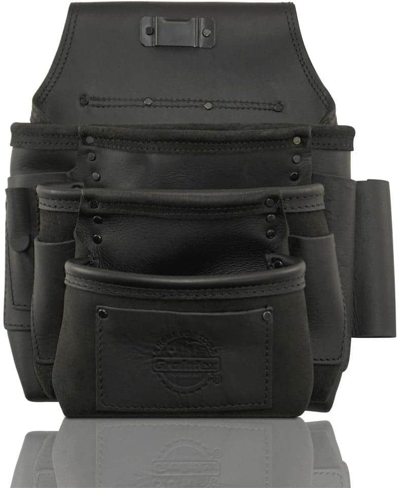 Graintex 10-Pocket Black Ambassador Series Top Grain Leather Nail and Tool Pouch