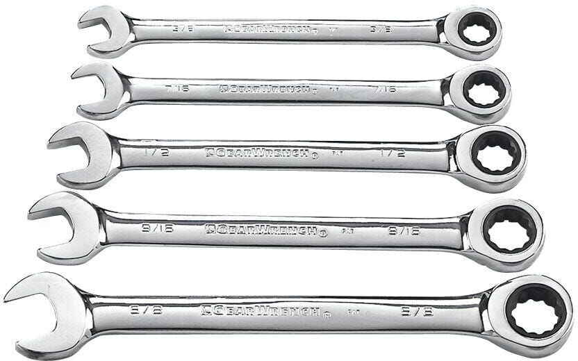 GEARWRENCH SAE 72-Tooth Combination Ratcheting Wrench Tool Set (5-Piece)