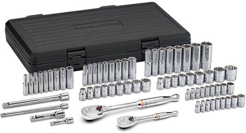 GEARWRENCH 1/4 in. and 3/8 in. Drive Standard & Deep SAE/Metric 90-Tooth Ratchet and Socket Mechanics Tool Set (68-Piece)