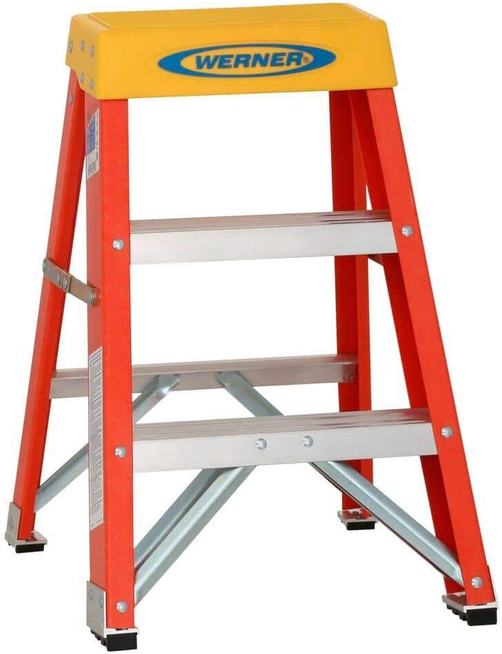 Werner 2 ft. Fiberglass Step Ladder with 300 lb. Load Capacity Type IA Duty Rating