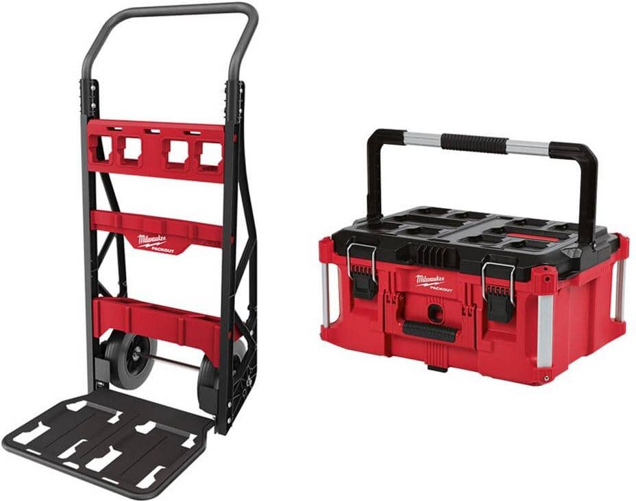 Milwaukee PACKOUT 20 in. 2-Wheel Utility Cart with Large Tool Box (2-Piece)