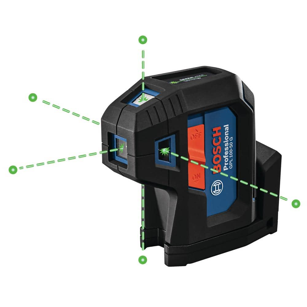 Bosch 125 ft. Green 5-Point Self-Leveling Laser with VisiMax Technology, Integrated MultiPurpose Mount, and Hard Carrying Case