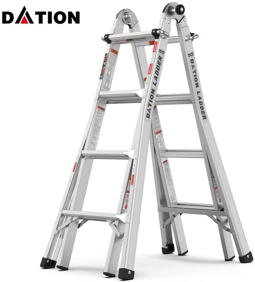 maocao hoom Multi-Position Foldable Multi-Functional Aluminum Alloy Ladder Reach 13 ft A-Type Ladder Straight Ladder for Home