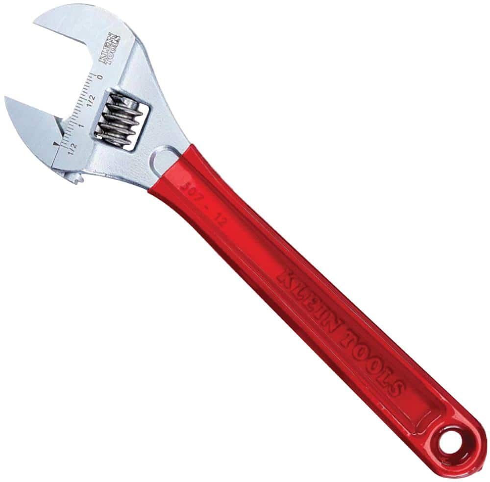 Klein Tools 1-1/2 in. Extra Capacity Adjustable Wrench with Plastic Dipped Handle