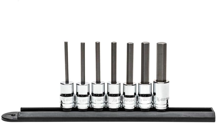 GEARWRENCH 3/8 in. Drive SAE Mid Length Hex Bit Socket Set (7-Piece)