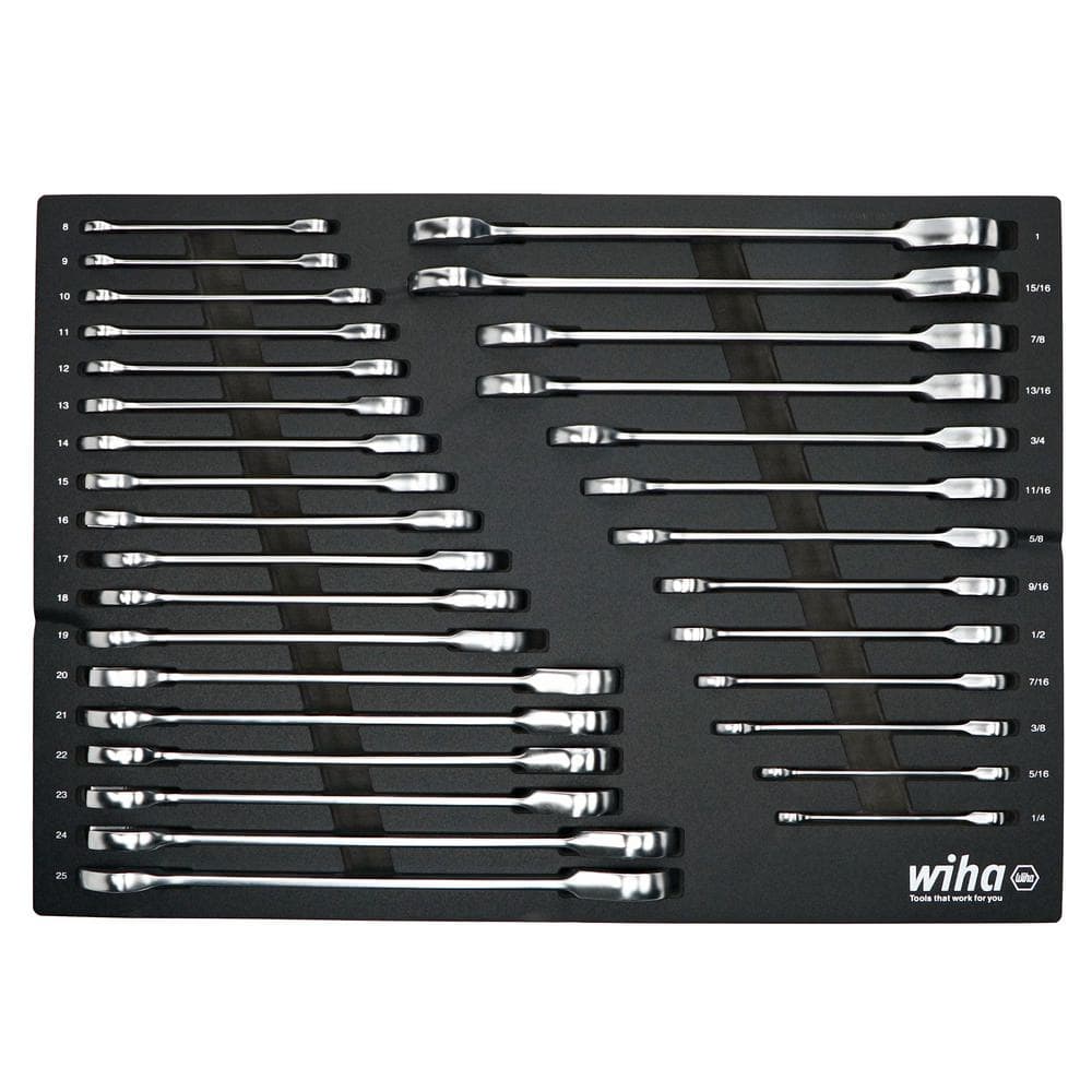 Wiha 31-Piece Ratcheting Wrench Tray Set - SAE and Metric