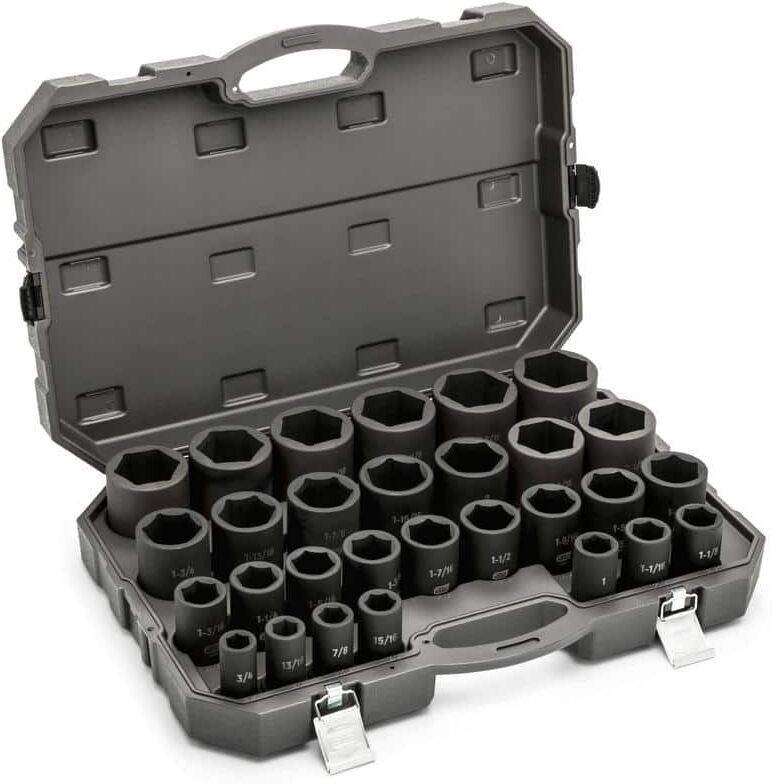 GEARWRENCH 3/4 in. Drive 6-Point SAE Deep Impact Socket Set with Storage Case (29-Piece)