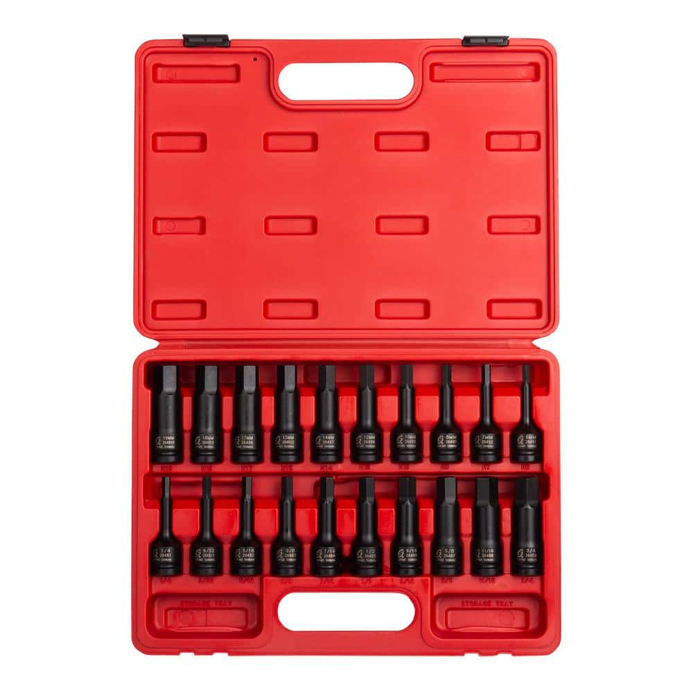 SUNEX TOOLS 1/2 in. Drive SAE and Metric Impact Socket Set 20 Piece