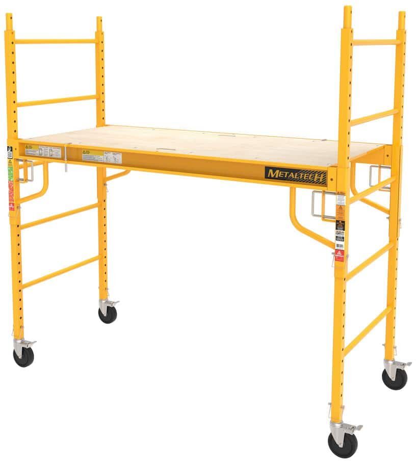 MetalTech Jobsite 6 ft. Baker Style Rolling Scaffold Platform, 1100 lbs. Load Capacity, Steel, 6 ft. W x 6.25 ft. H x 2.5 ft. D