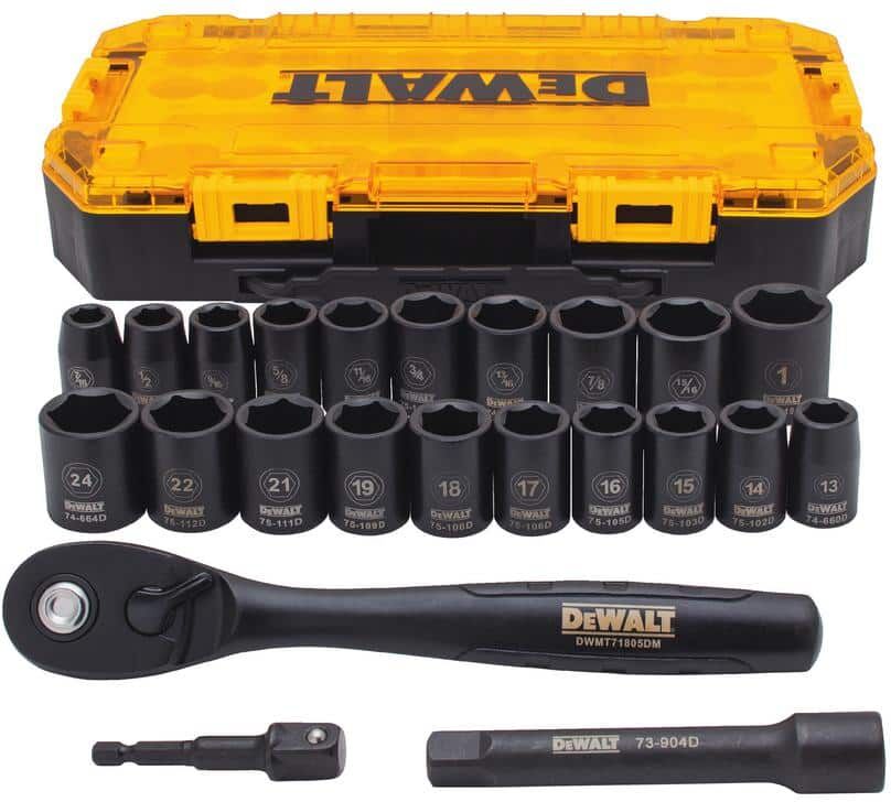 DeWalt 1/2 in. Drive Metric Socket Set with Ratchet (23-Piece)