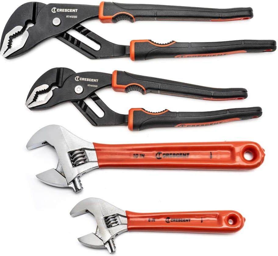 Crescent Adjustable Wrench (6 in. and 10 in.) and Tongue and Groove Plier (10 in. and 12 in.) Set (4-Piece)