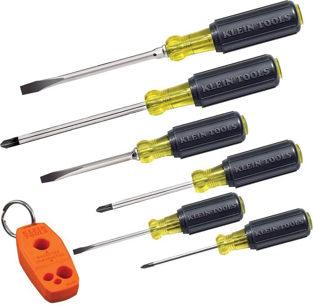 Klein Tools Screwdriver Set Plus Magnetizer, Cushion-Grip, 6-Piece