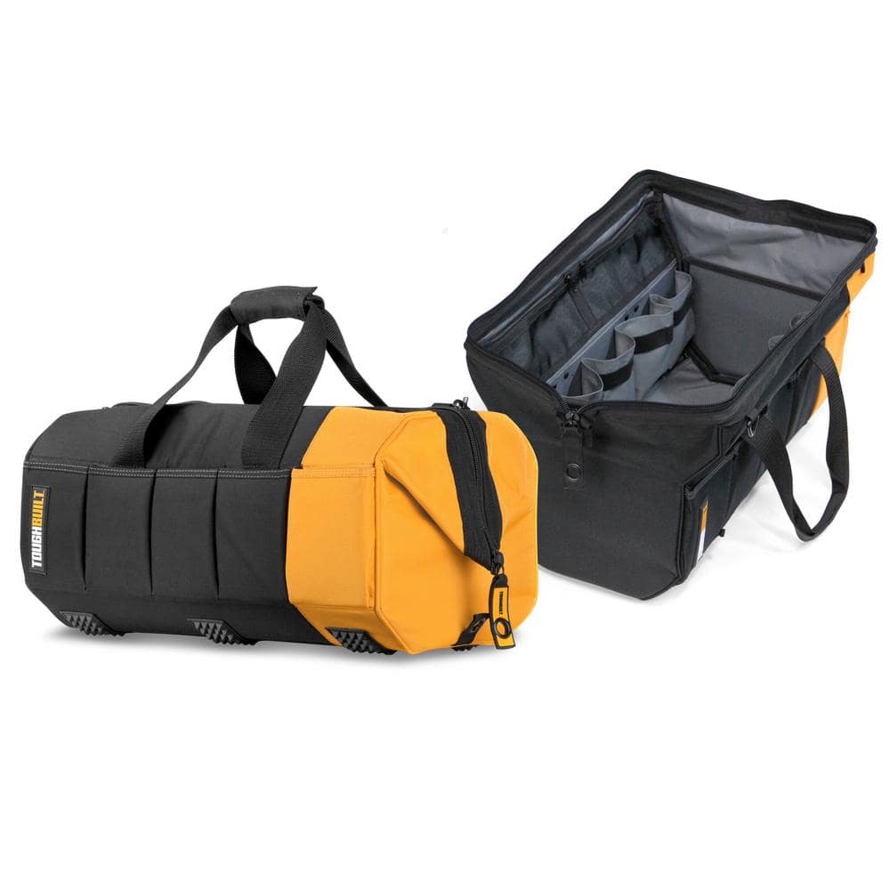 TOUGHBUILT Massive Mouth 20" Black and Gold Contractor Tool Bag with 51 pockets and Heavy-duty reinforced rivet construction