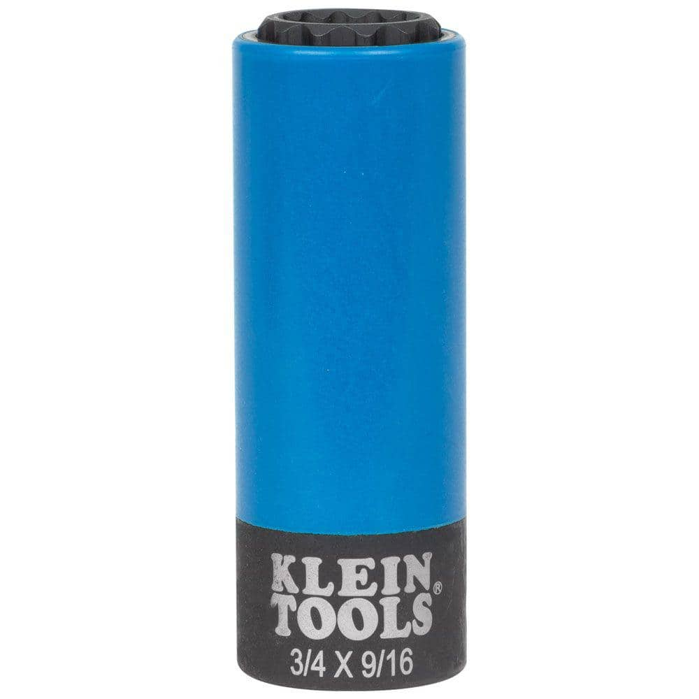 Klein Tools 1/2 in. drive 2-in-1 Coated Impact Socket, 3/4 in. and 9/16 in., 12-Point